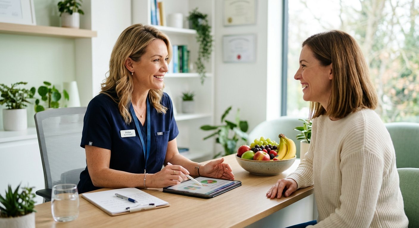 Nutritionist consulting a client